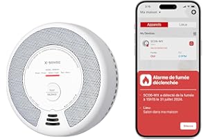 X-Sense Wi-FI Détecteur de Fumée et de Monoxyde de Carbone Connecté avec Pile remplaçable, Détecteur Combiné Intelligent Compatible avec l’Application X-Sense Home Security, SC06-WX, Lot de 1