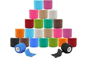 ANAMPION Selbsthaftende Bandage 24Rollen,5cmx4.5m Non-Woven Haftbandage Selbstklebend für Mensch und Tier,Flexibel Selbstklebender Verband für Sprunggelenke Schwellung,Sport,Haustiere(12-Farbe Mix)