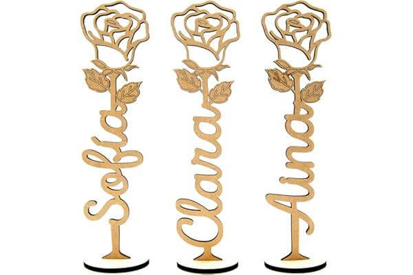 Arluma - Rosa de Madera Personalizada - Regalo Original para San Valentín, Día de la Madre, Día del Libro, Día de la Mujer, Sant Jordi, Aniversario - Personalizado con Nombre o Palabra- 25 Cm