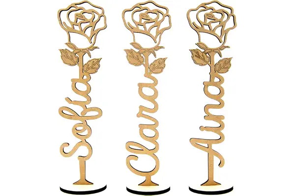 Arluma - Rosa de Madera Personalizada - Regalo Original para San Valentín, Día de la Madre, Día del Libro, Día de la Mujer, Sant Jordi, Aniversario - Personalizado con Nombre o Palabra- 25 Cm