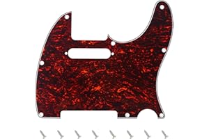 Banworks Golpeador de 4 capas de 8 orificios con placa protectora para raspaduras moderna de estilo estadounidense/mexicano, Telecaster estándar JT/HB-03 carey rojo