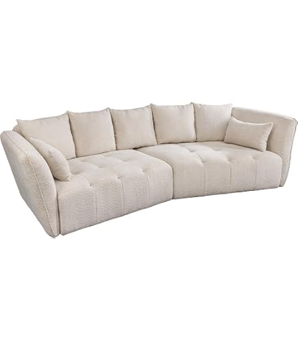 Big Sofa ROYAL - 295cm - grau - Bouclé - Federkern inklusive Kissen