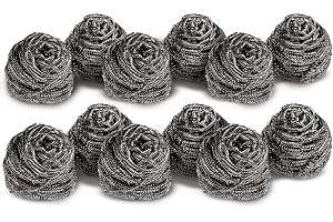 Scotch Brite Scourer i rostfritt stål, 12 stycken – rostbeständig spiral metallsscourer, kraftfull och effektiv ren skrubbnin