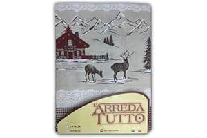 Tex family TELO ARREDO COPRITUTTO GRAN FOULARD COPRILETTO COPRIDIVANO TESSUTO TIROLESE MONTAGNA ROSSO - 1 PIAZZA