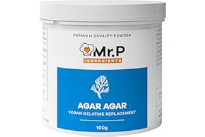 Mr.P Ingredients Agar Agar 100g Powder Vegan Gelatine Replacement Ideal for Jelly Mousse Molecular Gastronomy Gelling Agent Vegan Vegetarian Halal Kosher Non-GMO (Recyclable Pot)