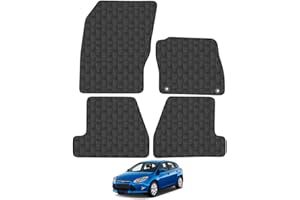 CAR MAT CO Car Mats for Ford Focus (2011-2014) [MK3] Tailored Fit Rubber Floor Mat Set Accessory Black Custom Fitted 4 Pieces with Clips - Anti-Slip Backing, Heavy Duty & Waterproof