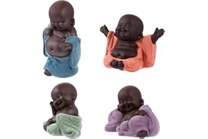 HEALLILY 4 Pièces Petit Bouddha Statue Bouddha Statue Moine Figurine Thé Art Ornement