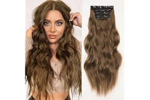 YDDM Clip in Extensions zestaw 4 sztuk, kręcone fale, przedłużenie włosów dla kobiet, syntetyczne włosy