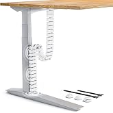 VALU Cable Guide for Desks up to 128 cm, White, Magnetic Base | Screw or adhesive mount; flexible cable management for dimmab