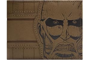 Attack on Titan Colossal God of Destruction Wallet Bi-Fold ID & Card Holder, Brown