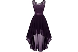 Berylove Damen Vokuhila Cocktailkleid Abendkleider Elegant für Hochzeit Festliche Kleider Ärmellos Brautjungfernkleid