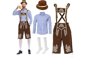 ZINUEEN Oktoberfest Homme, Costume Oktoberfest, Tenue Oktoberfest Homme, Costume Bavarois Homme Comprend une Chemise pour La Fête de La Bière, Tenue Bavaroise Homme pour Oktoberfest Halloween Carnaval