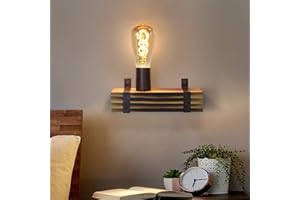 GBLY Applique Murale Intérieure vintage en bois murale industrielle salon lampe chevet luminaire veilleuse avec douilles E27 pour chambre décor de bureau de chambre d'enfants max. 60 watts