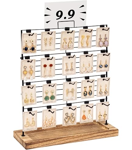 Présentoir à Bijoux Rotatif BELLE VOUS En Bois - 32 Crochets - Organisation Colliers, Bracelets, Montres - 42cm