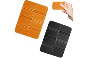 LUNRIWIS 2 PCS MoistureProof Folding Seat Mat, XPE Portable Outdoor Seat Cushion Waterproof, Foldable Insulated Sit Mat for Outdoor Camping Picnic Hiking (Black+Orange)