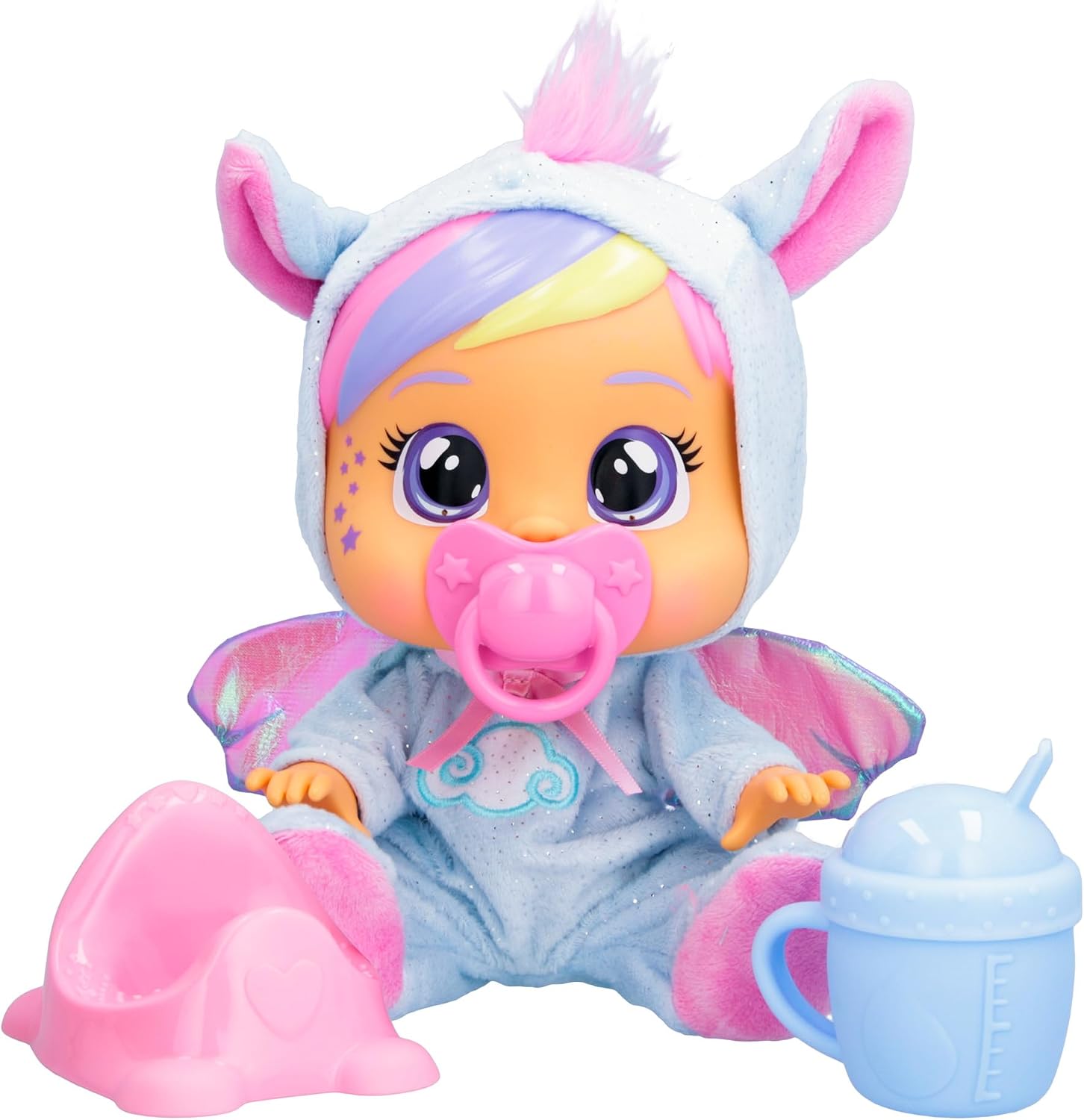 BEBÉS LLORONES Loving Care Fantasy Jenna | Muñeca bebé Que Llora lágrimas de Verdad con Pijama y 3 Accesorios - Juguete y Regalo para Niños y Niñas de 3 Años o Más