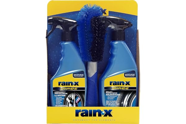Rain-X Nettoyant Jantes Voiture et Brillant Pneus avec Brosse Jante Voiture - pack 2 X 500 ml