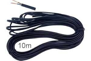 LUMENTY 2 Core support en PVC Noir secteur électrique Fil de cuivre de câble haute résistance à la température 2 x 0,75 mm² câble d'alimentation double–10 metre Longueur de coupe Flexible Bassin câble