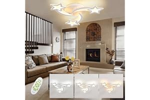 XEMQENER Modern Dimmable Ceiling Light, 33W LED Chandelier Ceiling Light, Color Changing Flush Mount Lighting Fixture with Remote Control for Living Room Bedroom Lounge (3 Stars, Dimming)