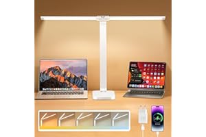 One Fire Schreibtischlampe mit Adapter | 1000 Lumen+96 LED+Dimmbar Schreibtischlampe Kinder Study Glow | LED Tischlampe mit AUTO Timer & Lichtmemory | Tageslichtlampe Schreibtisch Leselampe