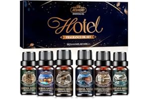 AESHORY Zestaw olejków zapachowych do aromaterapii hotelowej 6 x 10 ml, luksusowe olejki zapachowe do aromaterapii najpopularniejsze hotele, olejki eteryczne do aromaterapii, dyfuzory, nawilżacz
