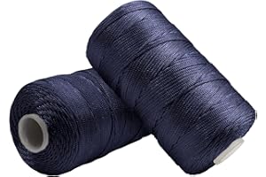 Uiopa 2 Pièces Fil Macramé 1,5mm x 200m, Fil de Crochet en Nylon Corde Fine pour Crochet et Tricot, Corde Macramé Bleu Foncé pour Bricolage, Décoration, Emballage Cadeau, Artisanat