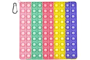 BOOWEN Pop It Fidget Toy Rainbow Popit Toys 20CM Push Pop Bubble Fidget Sensory Spielzeug Antistress Plopper Spiel für Kinder und Erwachsene (100)