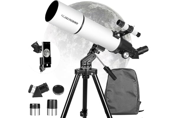 CELTICBIRD Télescope 80 mm, Ouverture 600 mm pour Adultes débutants en Astronomie – Télescope réfracteur astronomique Portable entièrement Multicouche à Haute Transmission, Monture AZ