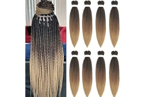 LDMY Pre-stretched Braiding Hair-8pcs 26Inch Braids Extensions Ombre Braun Haare Zum Einflechten Synthetic Kanekalon Braids Kunsthaar 90g/pc