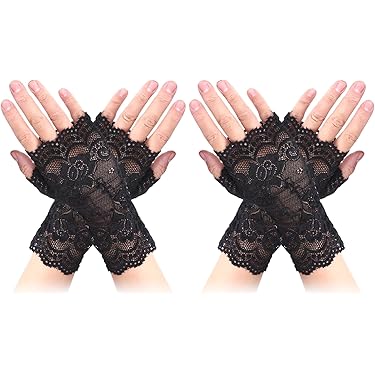 Uposao Dames kanten handschoenen, korte elegante bloemen handschoenen zomer UV-bescherming handschoenen bruid bruiloft opera feest Halloween handschoenen dames kostuum accessoires, grijs Uposao Dames kanten handschoenen, korte elegante bloemen handschoenen zomer UV-bescherming handschoenen bruid bruiloft opera feest Halloween handschoenen dames kostuum accessoires, grijs