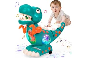 Thedttoy Dinosaurio Juguetes Niños 1 Año, Musical Juguetes Bebes 6-12 Meses Interactivo Dino Juguete de Arrastrándose con Luces LED y Sonidos, Navidad Cumpleaños Regalos para Bebes Niños 1 2 3 años