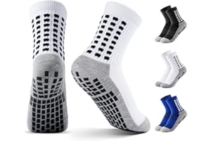JOCMIC 3 Pairs Kids Grip Socks Football Socks Boys Girls, Junior Anti-slip Sports Socks Boys Cushioned Training Rugby Hockey Socks for Aged 5-12