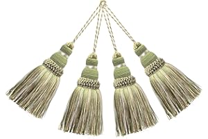 BEL AVENIR 4 Pack Elegant Polyester Tassel Colorful Craft Tassels for Key Chain Straps DIY Accessories (Mix Green)