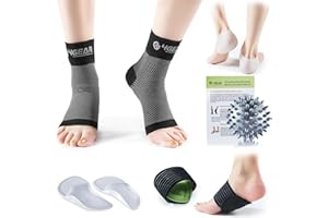 4GEAR SPORTLIFE 4G Plantar Fasciitis Support Kit, 9 Pcs – Compression Socks, Heel Cups, Arch Supports, Gel Inserts, Massage Ball – Foot, Heel & Arch Comfort for Men & Women