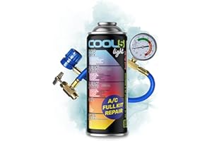 COOL5 recharge gaz de remplacement r134a, réfrigérant de remplacement r134a pour climatisation automobile - 1 boîte 5en1, 235 g + tuyau de mesure