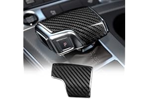 KUNGKIC Kohlefaser Auto-Schaltknauf-Abdeckung Aufkleber Innenraum Compatible with Audi A6 A7 SQ8 RS6 RS7 Q7 Q8 S8 Getrieberahmen Dekorativ Zubehör (Schwarz)