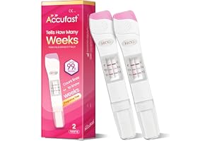 Accufast 2X graviditetstest med vecka bestämning - berätta hur många veckor gravid, 25 mIU/ml hCG nivå test för 1-4 veckor av graviditeten - noggrannhet och snabbt resultat