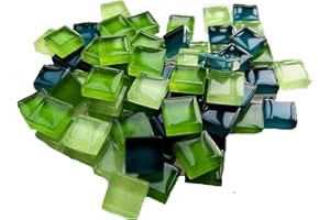 FAIRUO 100 mattonelle di mosaico di colore assortito opaco di mosaico di artigianato forniture per fai da te foto sottobicchiere decorazione a mosaico casa (1 x 1 cm, serie verde)