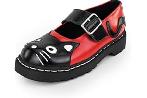 T.U.K. Anarchic Mary Jane Kitty - Décoration Kitty avec Sangle à Boucle - Chaussures pour Femmes Kitty