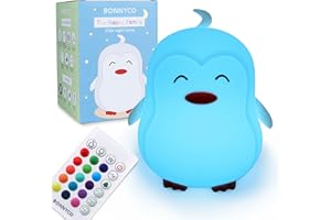 ‎BONNYCO Lampka Nocna dla Dzieci z Pilotem i Sterowaniem Dotykowym 16 Kolorów - BONNYCO | Światło Dziecięce z Timerem | Bezpieczna Lampka LED bez BPA | Upominki dla Dziewczynek i Chłopców