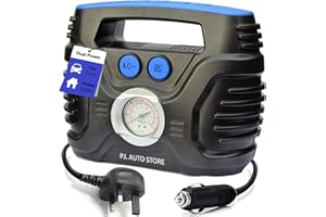 Miloll Tyre Inflator Pump - 240v Car Tyre Inflator (Mains) OR 12V DC Tyre Compressor (vehicle) Dual Electric Powered - Top Car Accessories for Men