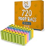Akitaink 720 pezzi Sacchetti Cane Cacca, 4 Colori, 31 * 22 cm, Materiale in Polietilene, Forti a prova di perdite, Portatili 