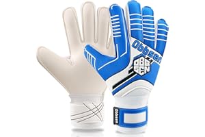 Obbsen Goalkeeper Gloves with Fingersave Football Gloves Goalkeeper with Extra Strong Grip Size 5-7 for Children Teenagers Size 8-10 for Men Women
