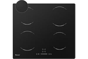 GIONIEN Induction Hob 60cm,4 Burners Electric Cooktop, 4 Zone Cooker, Child Lock,Frosted Ceramic Glass Hob,Bulit in Worktop,Timer,Auto Switch Off,6400W,GIT464F