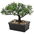 Briful 6.49" Artificial Bonsai Tree Fake Plants Japanese Bonsai Decoration Artificial Plant Indoor Potted Faux Pine Plants for Indoor/Outdoor Home Office Desk Décor