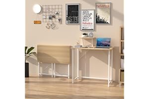 RCYNVIEW Mesa de Escritorio Plegable con Soporte Monitor de Ordenador, Marrón, Mesa Abatible de Cocina, Escritorio Portátil para Computadora, Estudio, Casa Oficina, 80x45x75cm
