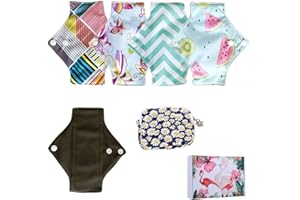 Lot de 5 protège-slips réutilisables et lavables pour femme - Débit faible - 18 cm
