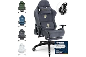 Dowinx Gaming Chair, Breathable and Ergonomic Office Chair Made of Microfibre Velour, Soft Seat Feel Like Fur, Adjustable Desk Chair with Footrest, Gray