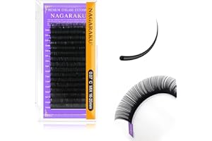 NAGARAKU Extension Ciglia Naturali Ciglia Singole Classico One to One Naturali Estensione Delle Individuale Finte Ciglia Volume Russo Eyelash Extensions Ciglia Nero 16 Rows(0.07mm C Curl 16-20mm)