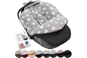 millybo Coprigambe per bambini, per l'inverno, adatto per passeggino, ovetto, seggiolino auto, passeggino (605.020 nylon, grafite, Minky, grigio (cuore rosa)